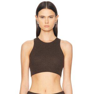 Fear of God ESSENTIALS Sport Tank Top in Brown waffle knit sweater crop